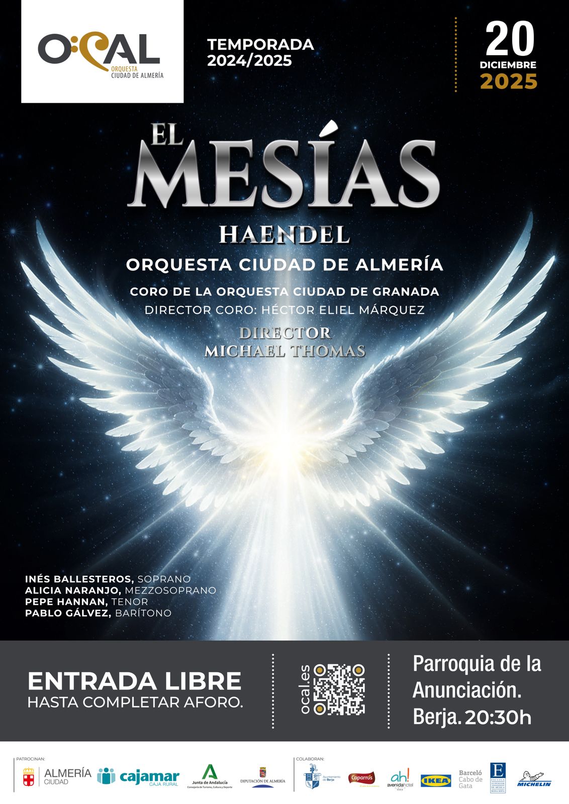 La Orquesta Ciudad de Almería regresa a Berja este sábado con “El Mesías” de Haendel
